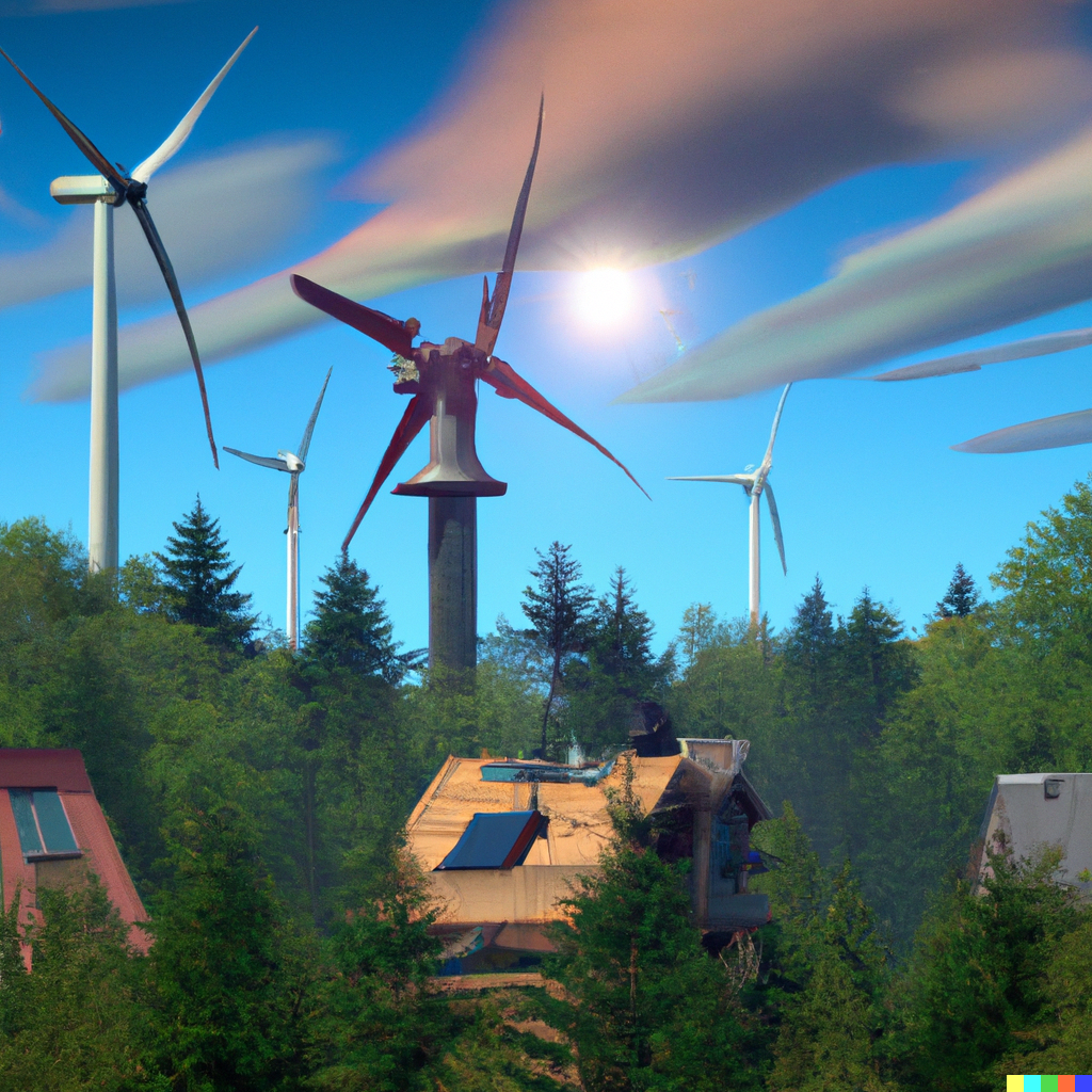 Solarpunk village generated by DALL-e
