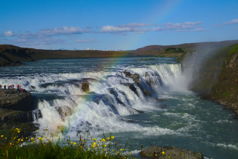 Gullfoss waterfall with Rainbow